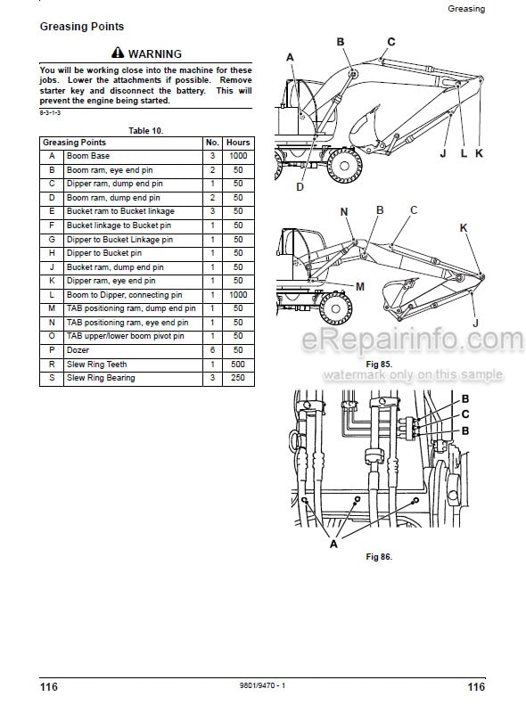 Photo 7 - JCB JS160 JS200 Operators Manual Excavator 9831-1800
