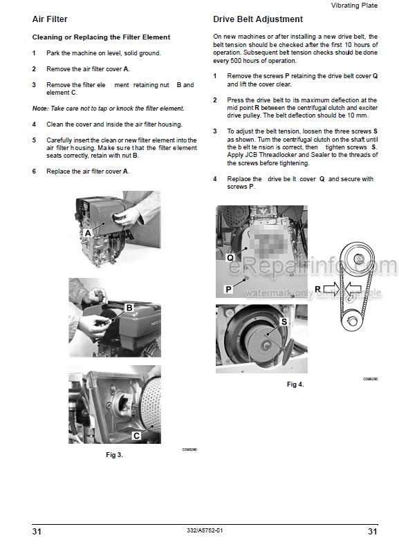Photo 9 - JCB VMP14 VMP18 VMP24 Operators Manual Vibrating Plate 332-A5752