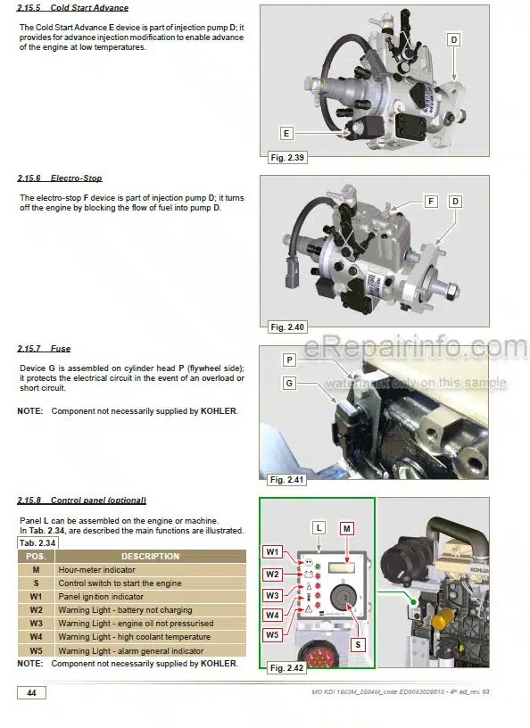 Photo 1 - Kohler KDI1903M KDI2504M Workshop Manual Engine