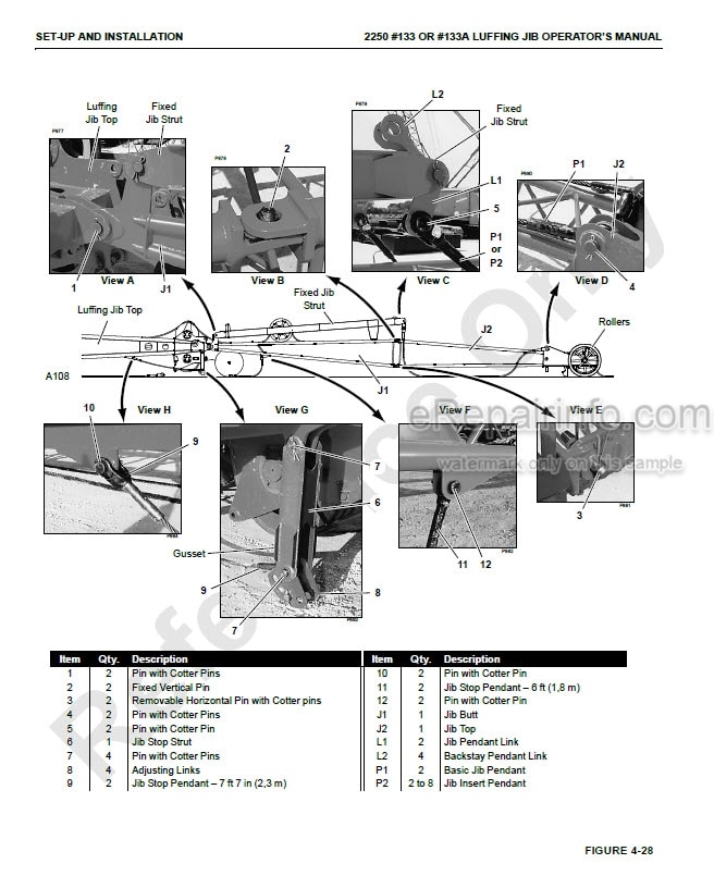 Photo 12 - Manitowoc 2250 Operators Manual Crane Luffing Jib Attachment