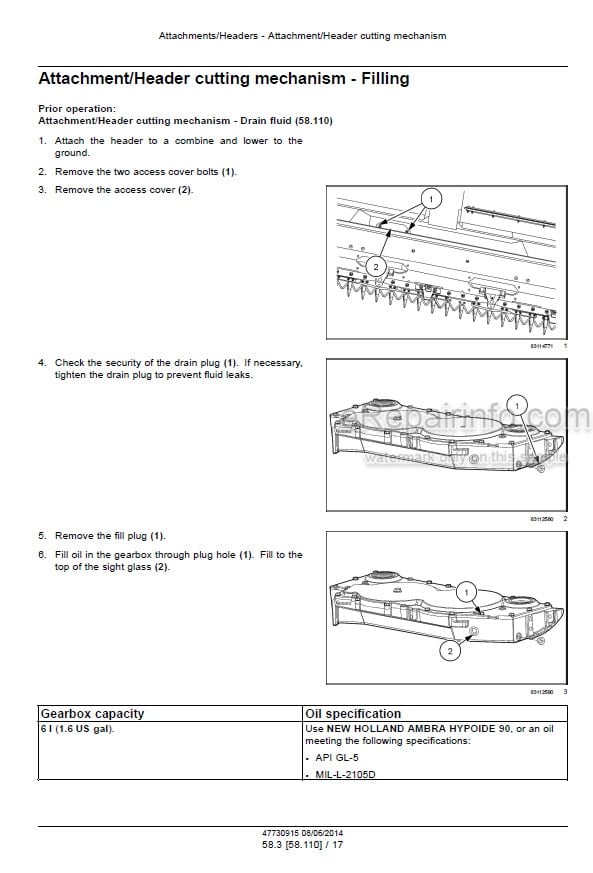 Photo 1 - New Holland 840CD 880CF Service Manual Draper Header