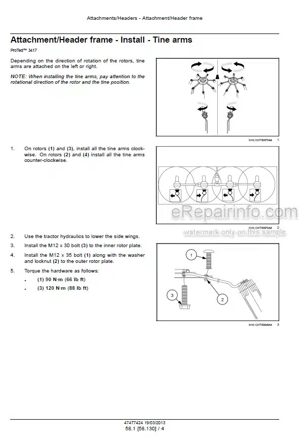 Photo 9 - New Holland ProTed 3417 3625 3836 Service Manual Rotary Tedder