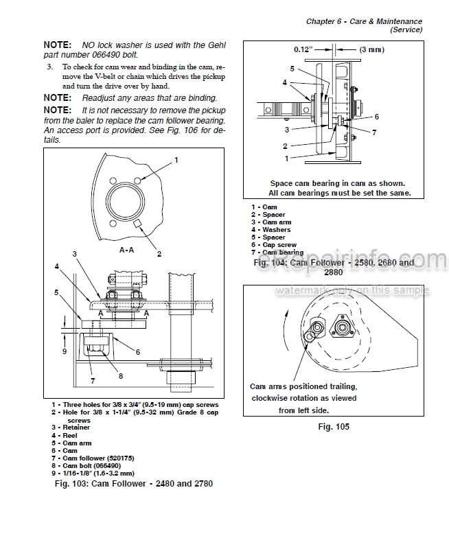 Photo 4 - Gehl 2480 2580 2580S 2680 2680S 2780 2880 80 Series Operators Manual Variable Chamber Round Baler