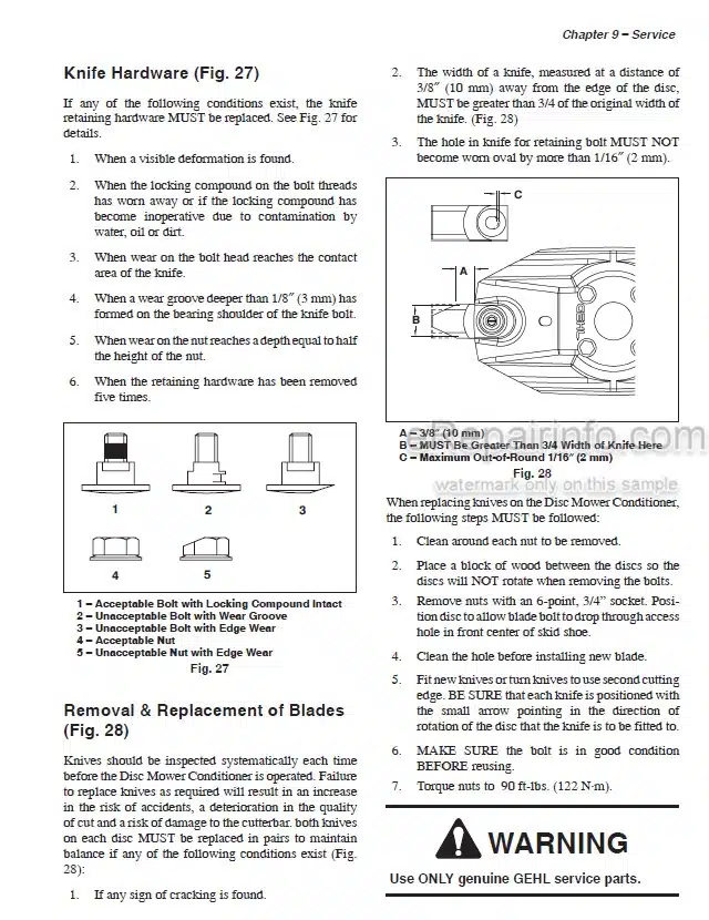 Photo 7 - Gehl 2415 2418 Operators Manual Disc Mower Conditioner