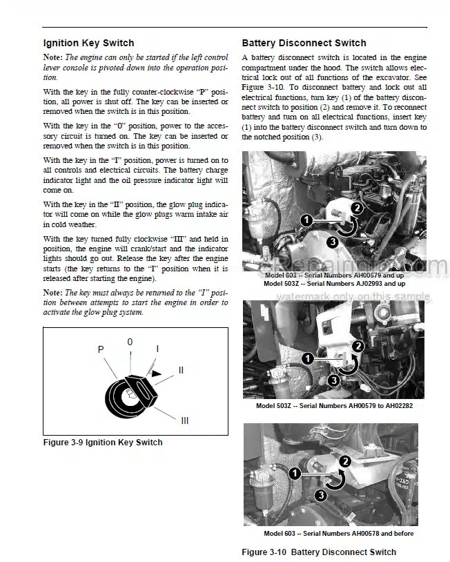 Photo 3 - Gehl 503Z 603 Operators Manual Compact Excavator
