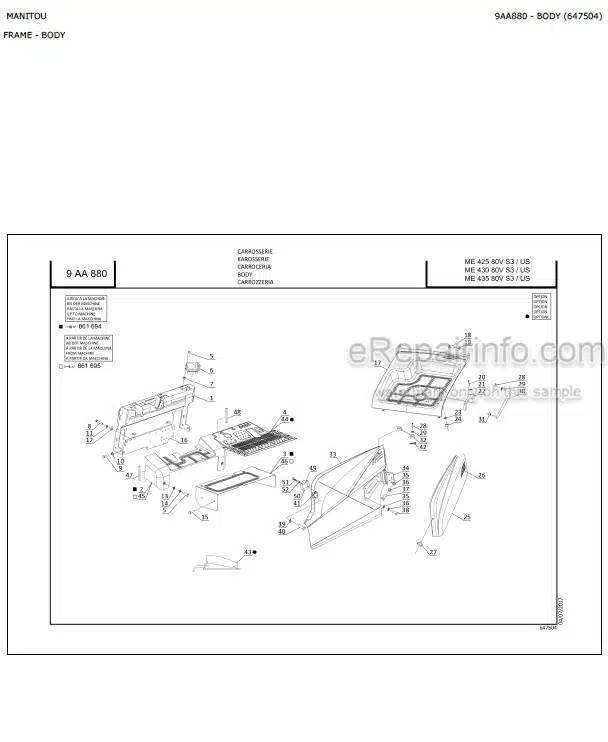 Photo 6 - Manitou MSI20 MSI25 MSI30 MSI35T MH20-4T MH25-4T Buggie S2-E3 Parts Catalog Forklift