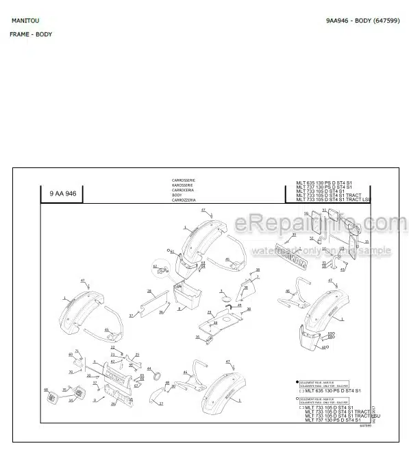 Photo 6 - Manitou MLT635-130PS MLT737-130PS MLT733-105D MLT733-115D ST4 S3 TRACT LSU Parts Catalog Telescopic Handler