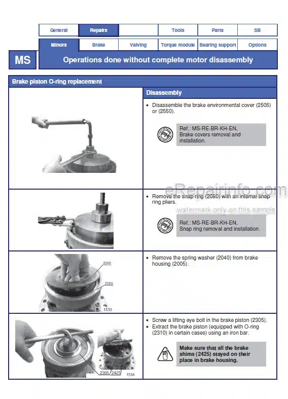 Photo 10 - Manitou Poclain MS MSE Hydrostatic Repair Manual And Parts List Wheel Motor