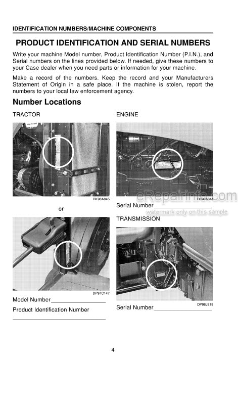 Photo 3 - Case IH MX80C MX90C MX100C Operators Manual And Supplements Tractor