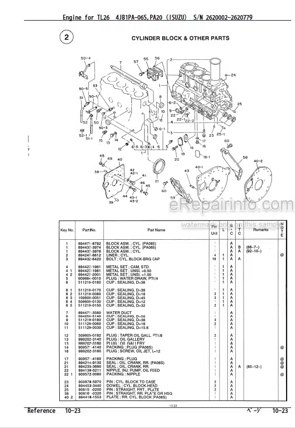 Photo 5 - Isuzu 4JG1-TPA Parts Catalog Engine For Takeuchi TL140 Crawler Loader