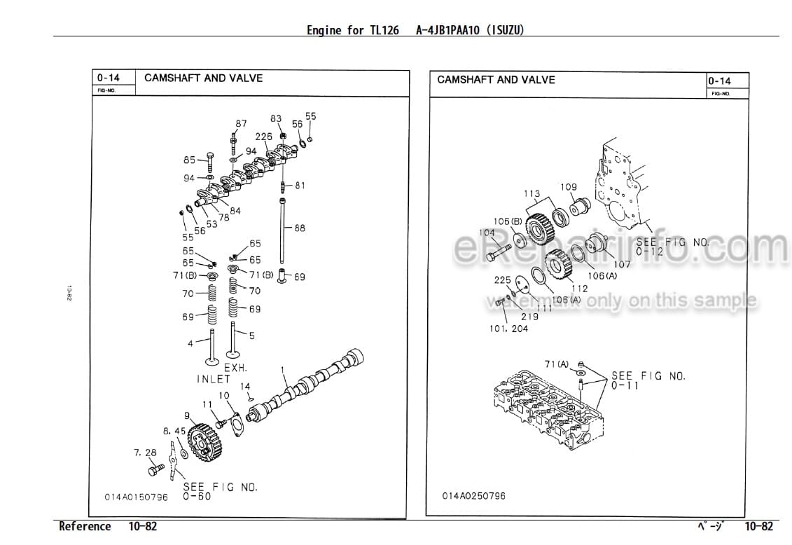 Photo 9 - Isuzu A-4JB1PAA10 Parts Catalog Engine For Takeuchi TL26 TL126 Crawler Loader