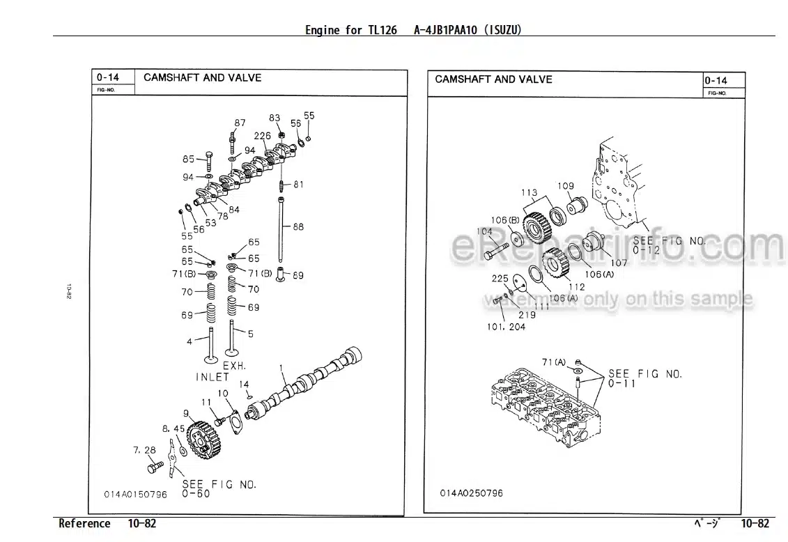 Photo 1 - Isuzu A-4JB1PAA10 Parts Catalog Engine For Takeuchi TL26 TL126 Crawler Loader