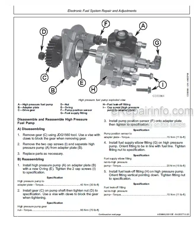 Photo 1 - John Deere Power Tech E4.5 6.8L Component Technical Manual Diesel Engine Level 16 Electronic Fuel System With Denso HPCR