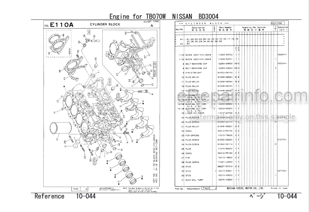 Photo 11 - Nissan BD3004 Parts Catalog Engine For Takeuchi TB070W Compact Excavator
