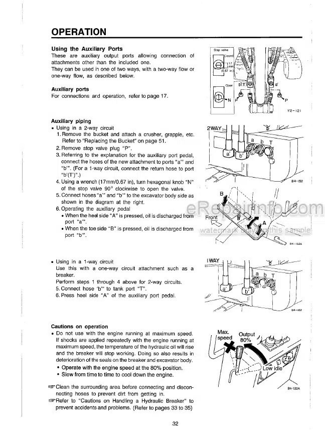 Photo 6 - Takeuchi TB014 TB016 Operators Manual Compact Excavator 11400003- 11600003-