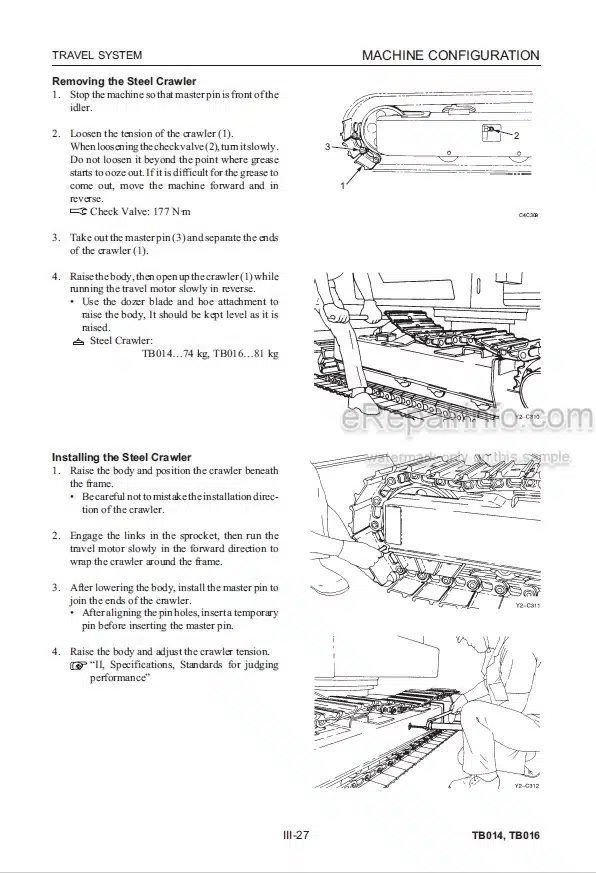 Photo 7 - Takeuchi TB015 Workshop Manual Compact Excavator 1153001-