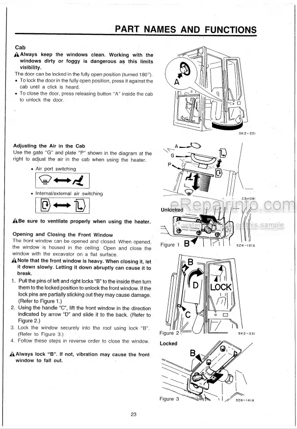 Photo 3 - Takeuchi TB015 Operators Manual Compact Excavator 1154619-