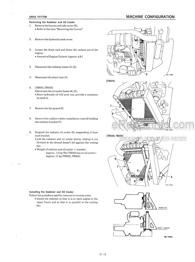 Photo 2 - Takeuchi TB025 TB030 TB035 Workshop Manual Compact Excavator 125300- 1303001- 135300-