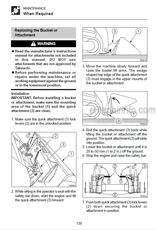 Photo 8 - Takeuchi TL126 Workshop Manual Crawler Loader 21260001-