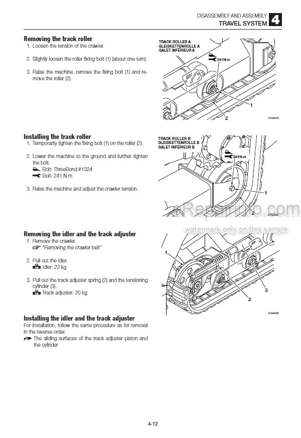 Photo 3 - Takeuchi TL220 Workshop Manual Track Loader 222000001-