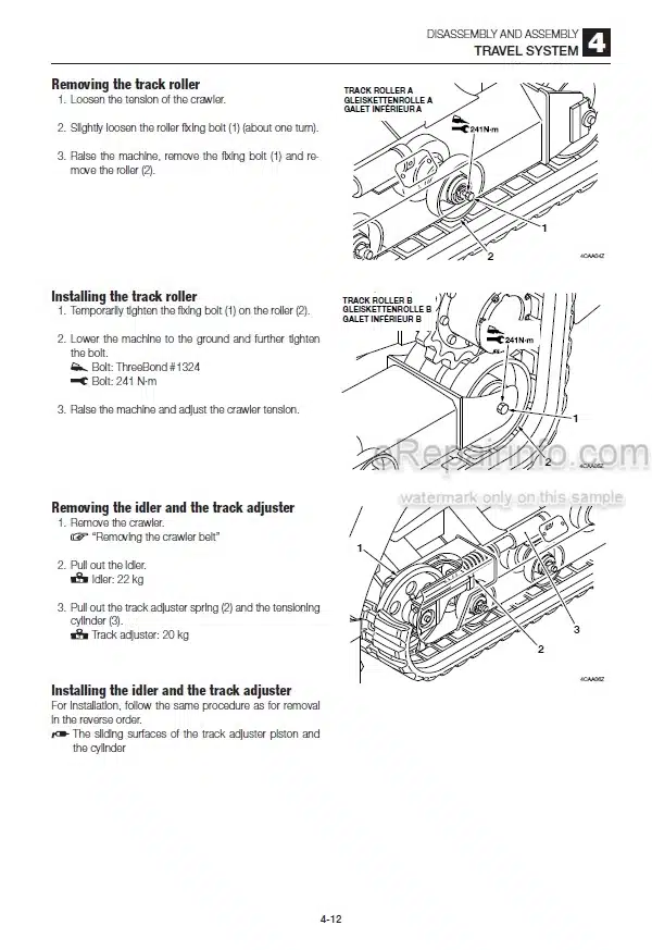 Photo 1 - Takeuchi TL220 Workshop Manual Track Loader 222000001-