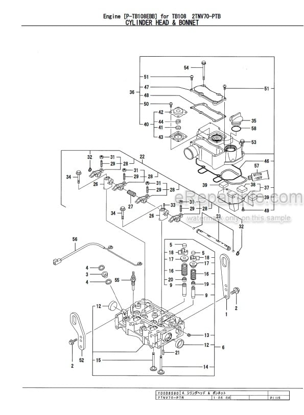 Photo 3 - Yanmar 2TNV70-PTB Parts Catalog Engine For Takeuchi TB108 Compact Excavator
