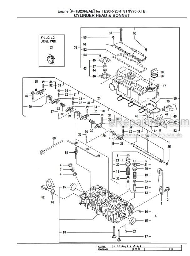 Photo 6 - Yanmar 2TNV70-PTB Parts Catalog Engine For Takeuchi TB108 Compact Excavator