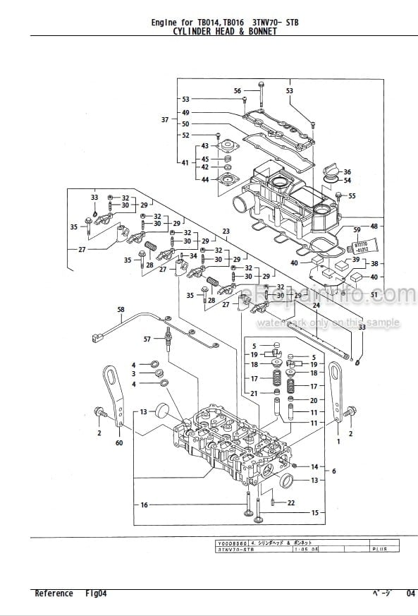 Photo 3 - Yanmar 3TNV70-STB Parts Catalog Engine For Takeuchi TB014 TB016 Compact Excavator