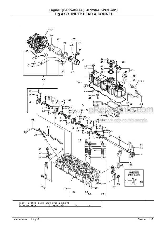 Photo 2 - Yanmar 4TNV86CT-PTB Parts Catalog Engine