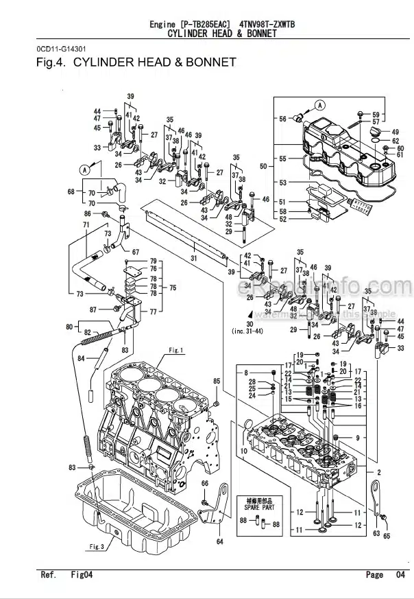 Photo 6 - Yanmar 4TNV98T-ZSTBW Parts Catalog Engine