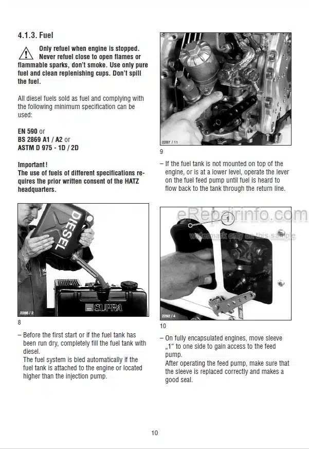 Photo 1 - Hatz 1D41 1D42 1D50 1D81 1D90 Original Instruction Book Manual Engine