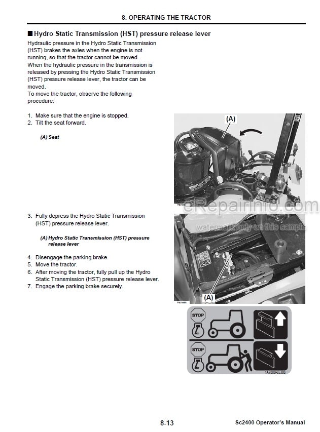 Photo 2 - Yanmar Cub Cadet SC2400 Operators Manual Sub Compact Tractor
