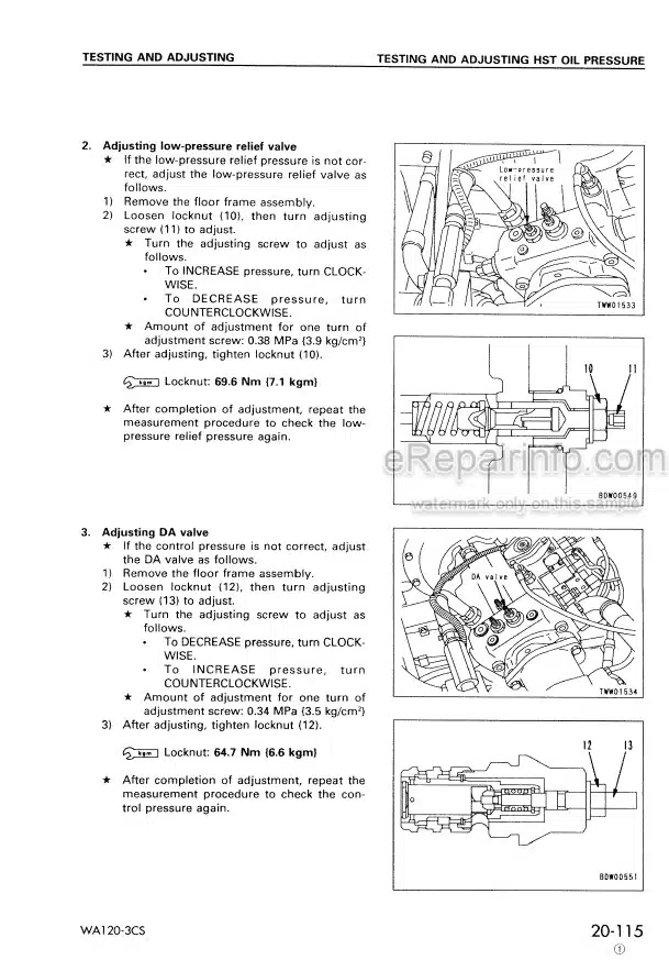 Photo 8 - Komatsu Avance WA120-3CS Shop Manual Wheel Loader SEBM012402 SN 10004-