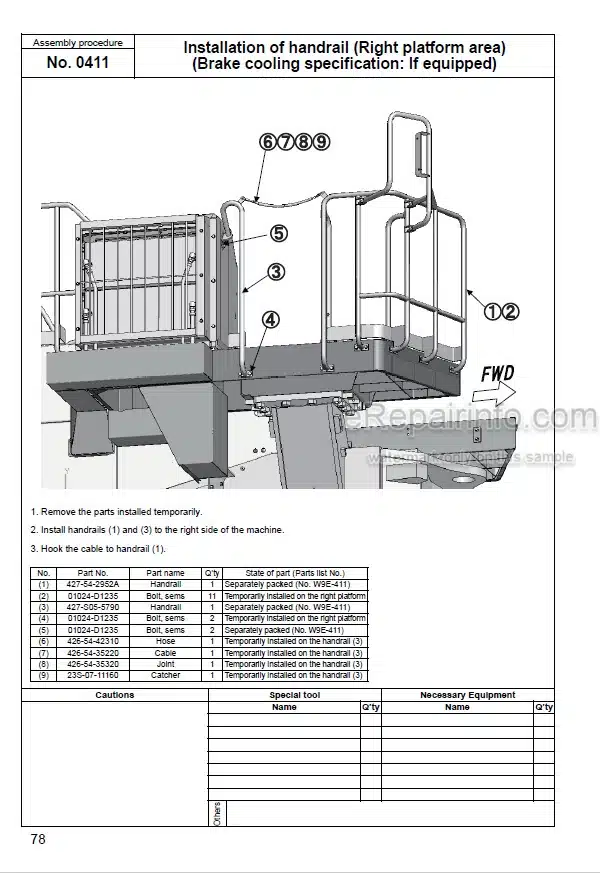 Photo 3 - Komatsu Galeo WA800-3E0 WA900-3E0 Field Assembly Instructions Wheel Loader GEN00056-06 SN 60001- 7000-
