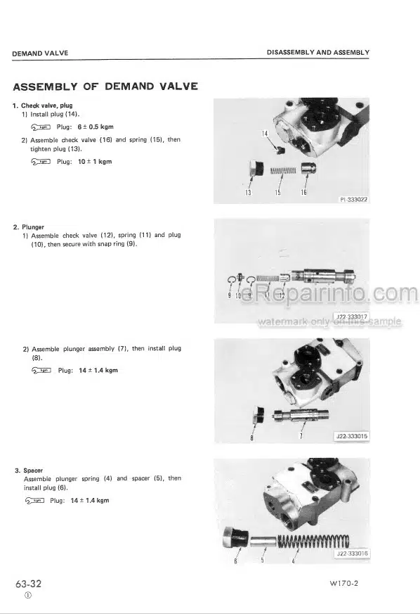 Photo 11 - Komatsu W170-2 Shop Manual Wheel Loader SEBM0384C01 SN 60001-