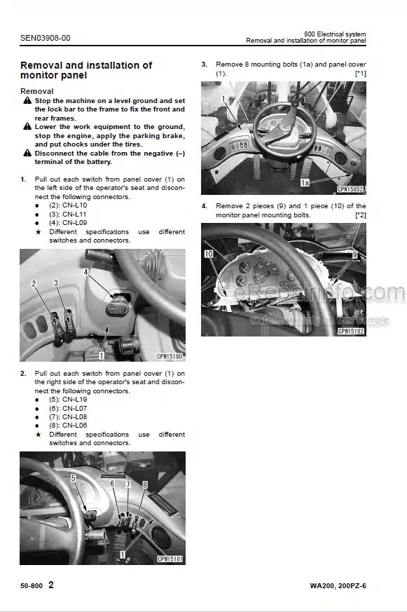 Photo 9 - Komatsu WA200-6 WA200PZ-6 Shop Manual Wheel Loader SEN03862-02 SEN05282-30 SN 70001- [2]