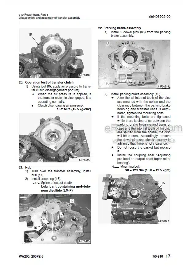 Photo 6 - Komatsu WA200-6 WA200PZ-6 Shop Manual Wheel Loader VEBM600101 SN 75001- 70136 SN H00051-