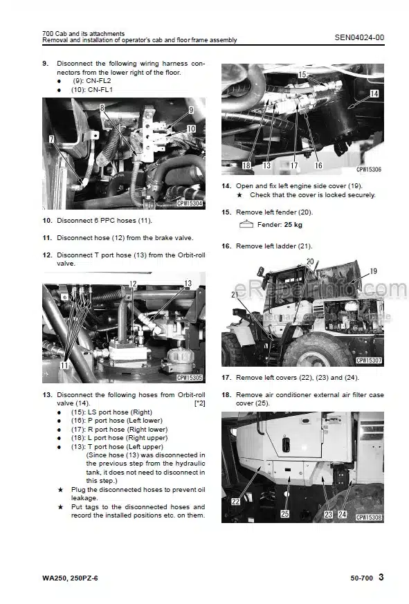 Photo 8 - Komatsu WA250-6 WA250PZ-6 Shop Manual Wheel Loader SEN03813-03 SEN03979-03 SN 75001-