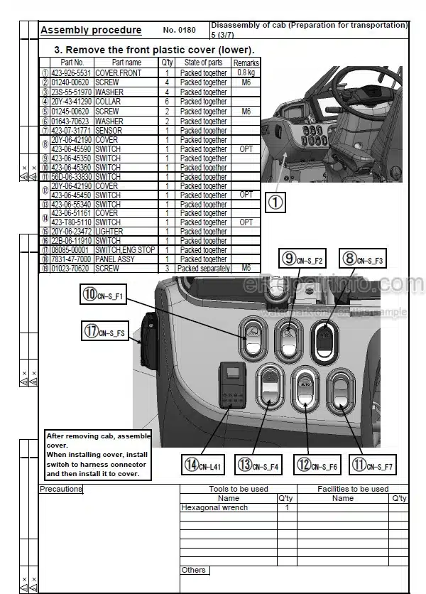 Photo 5 - Komatsu WA700-3 Field Assembly Instructions Wheel Loader SEAW001500 SN 50001-