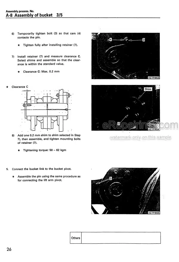 Photo 5 - Komatsu WA800-2 Field Assembly Instructions Wheel Loader SEAWD04280202 SN 10540-