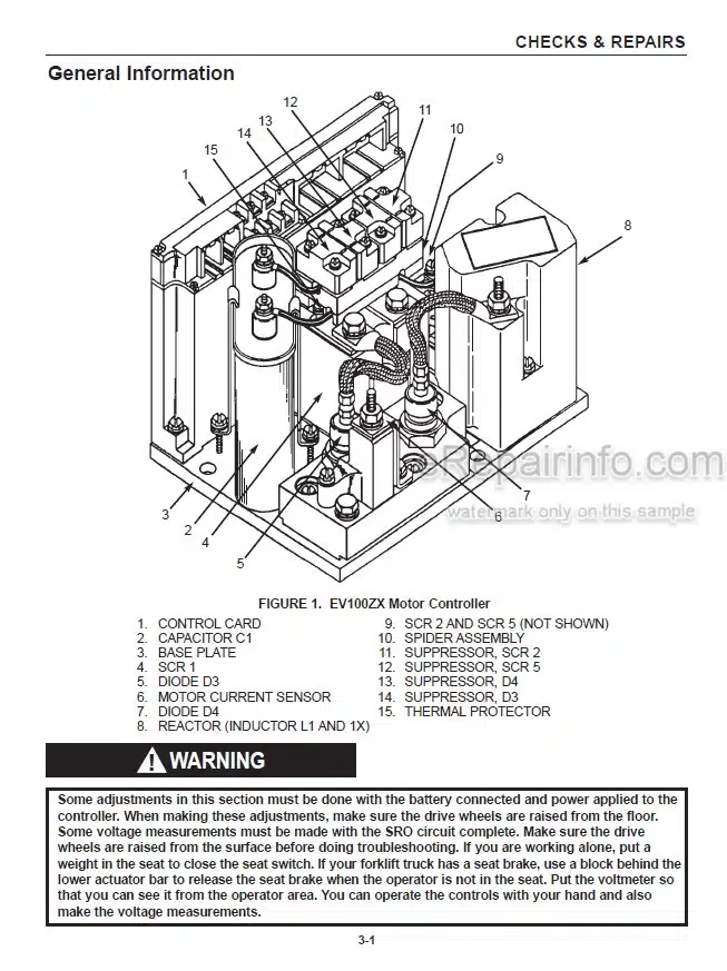 Photo 2 - Mitsubishi EV100ZX SCR Service Manual Motor Control For Forklift WENB8606-01