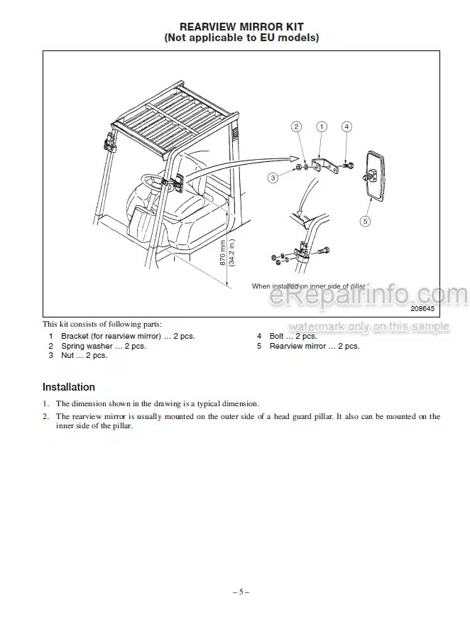 Photo 11 - Mitsubishi FB16KT FB18KT FB20KT Service Manual Supplement Options Forklift 99759-91100