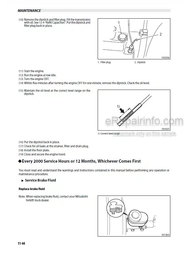 Photo 6 - Mitsubishi FD80 FD90 Operation And Maintenance Manual Forklift 99700-79120