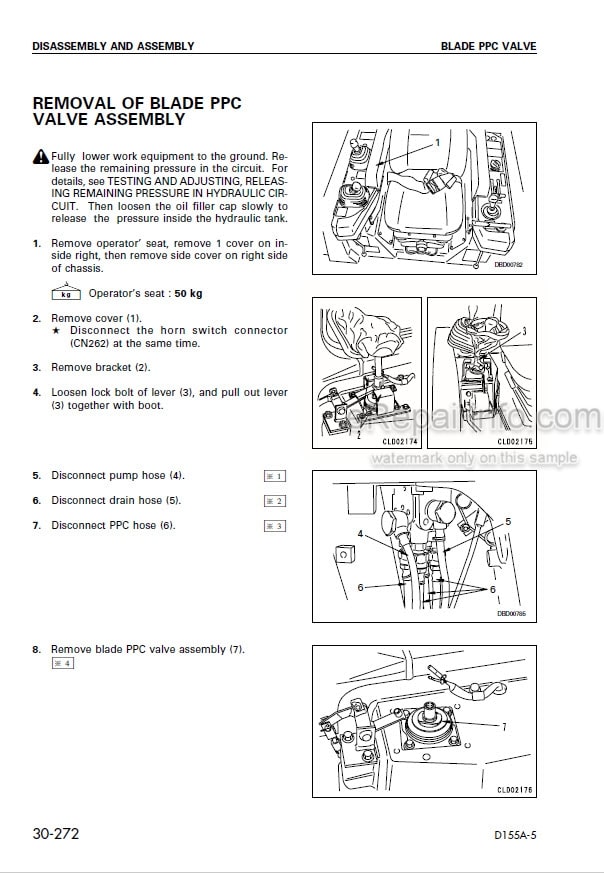 Photo 5 - Komatsu D155A-5 Shop Manual Bulldozer SEBM023301 SN 65001-