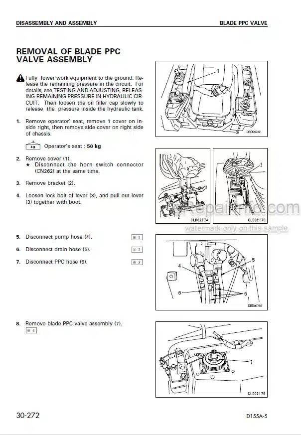 Photo 2 - Komatsu D155A-5 Shop Manual Bulldozer SEBM023301 SN 65001-