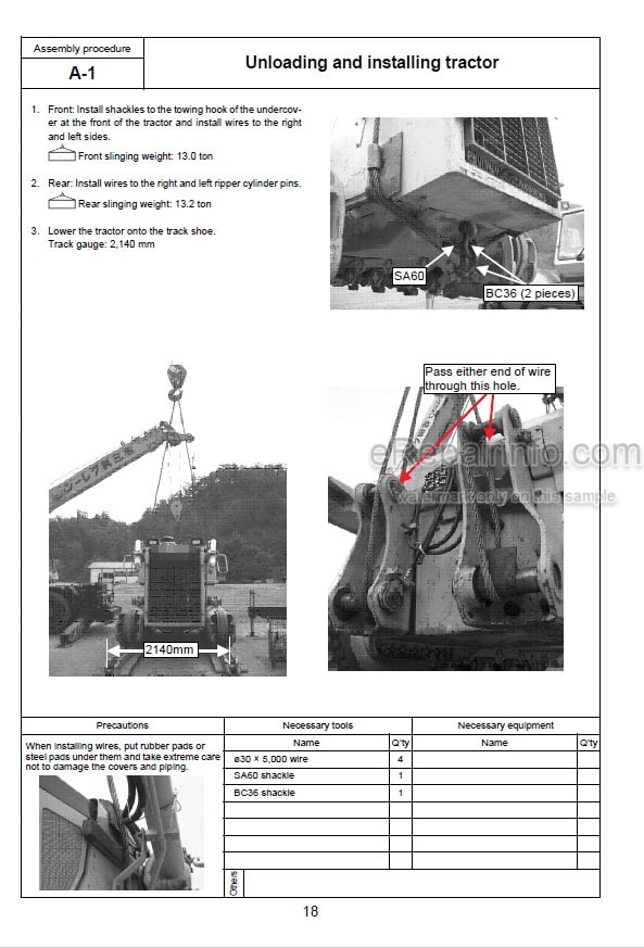 Photo 12 - Komatsu D155AX-6 Field Assembly Instruction Bulldozer GEN00049-02 SN 80001-