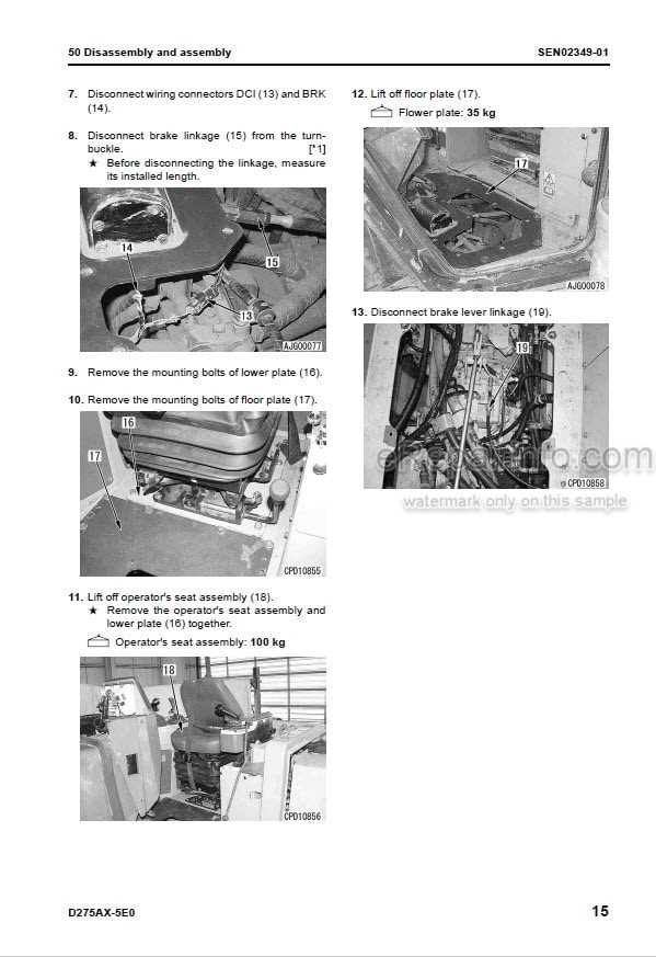 Photo 7 - Komatsu D275AX-5 Shop Manual Bulldozer SEBM025511 SN 20001-