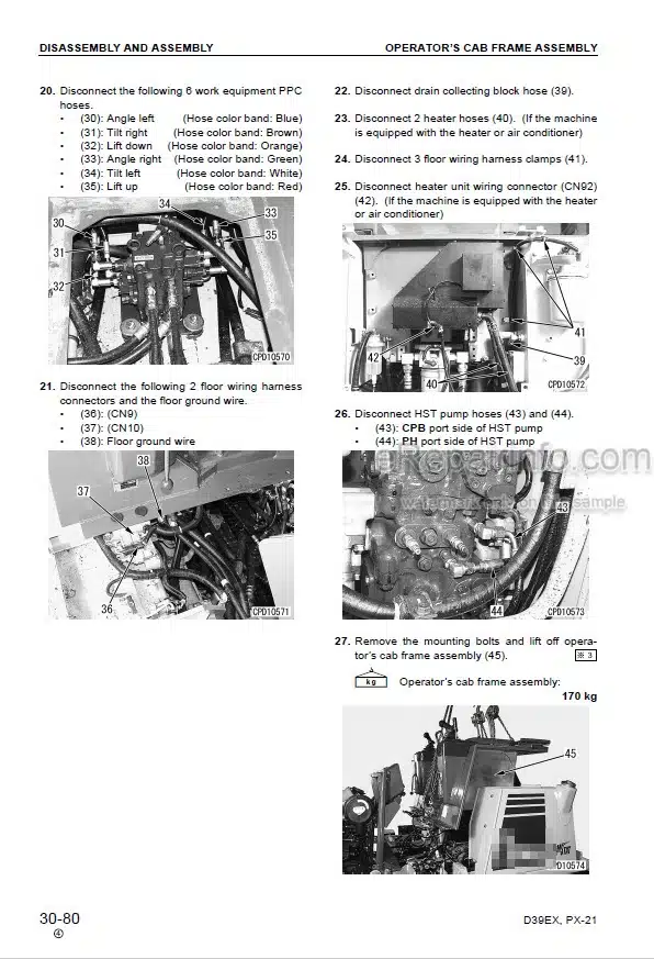 Photo 2 - Komatsu D39EX-21 D39PX-21 Shop Manual Bulldozer SEBM023810 SN 1001-