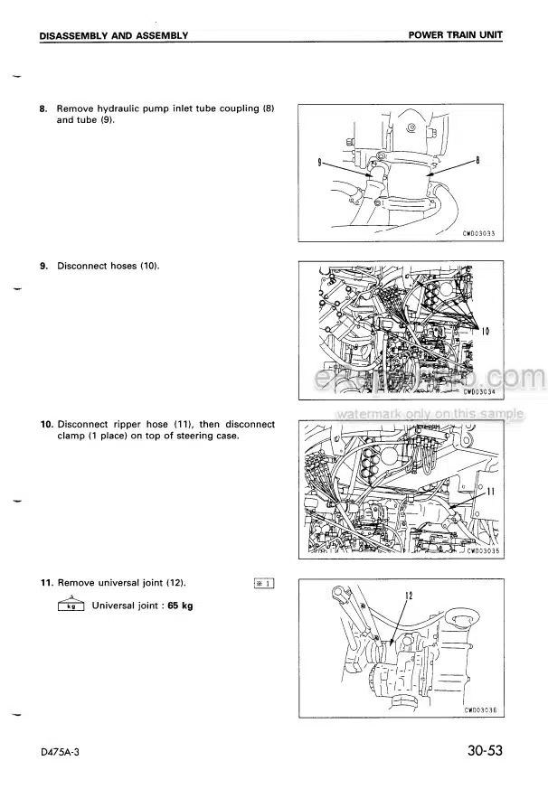 Photo 7 - Komatsu D475A-3 Palm Control Spec Shop Manual Bulldozer SEBM027502 SN 10695-