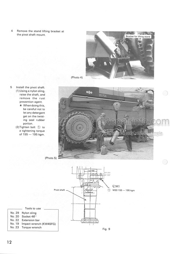 Photo 9 - Komatsu D575-2 Field Assembly Instruction Super Dozer SEAW000501